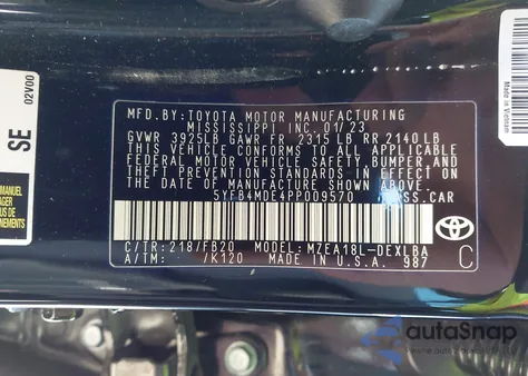 2023 Toyota Corolla Le z USA, uszkodzony, nr VIN 5YFB4MDE4PP009570